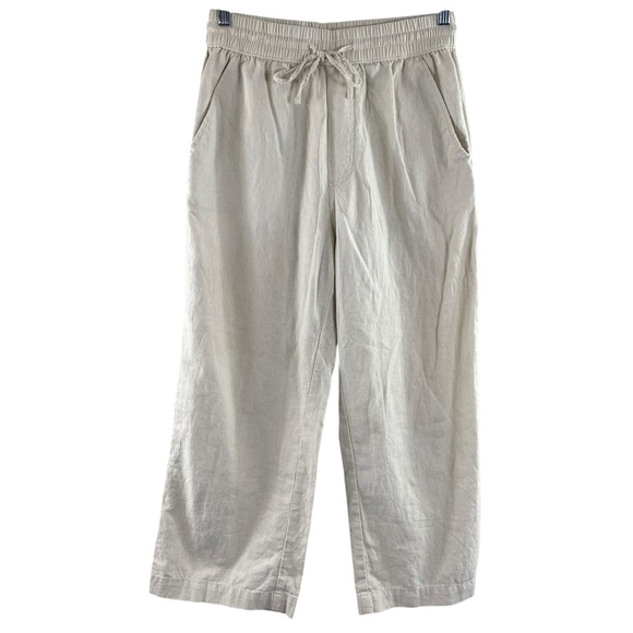 Abercrombie & Fitch Women’s Light Khaki Linen Cotton Blend Baggy Pants Sz S - Picture 1 of 12